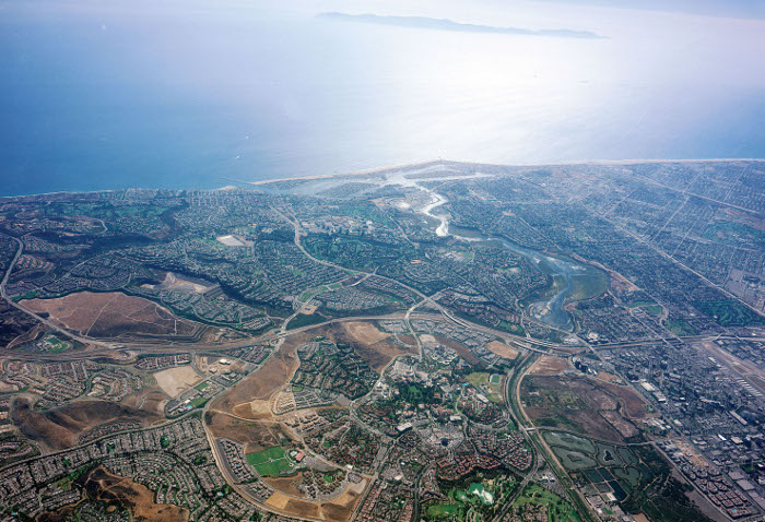 Aerial view of UC-Irivne and Newport Beach